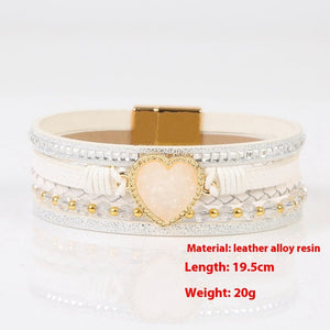 High-grade Leather Hand-woven Heart Bracelet