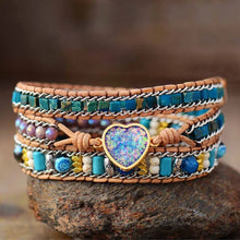 Charger l&#39;image dans la galerie, Giovanella bleu opale Bracelet marron clair coeur brillant