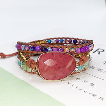 Charger l&#39;image dans la galerie, bracelet perle du matin cuir rouge